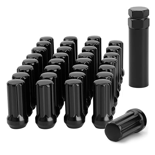 9/16-18 Spline Lug Nut 32pcs for Dodge 2500 3500 8 Lug, 9/16 x18 Closed End Lug Nut with 1 Socket Key for 1994-2011 Ram 2500 3500, 2002-2010 Ram 1500 Aftermarket Wheel - size: M14 x 1.4, style: 32 PCS