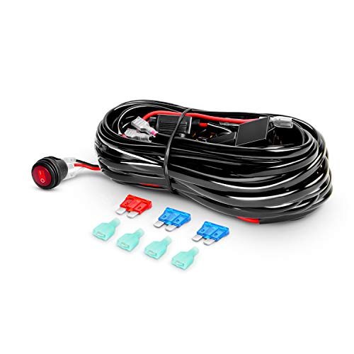 Nilight - 10009W - NI-WA05 LED Light Bar Wiring Harness Kit 12V On off Switch Power Relay Blade Fuse for Off Road LED Work Light Bar,2 years Warranty - color: 16AWG Wiring Harness-2 Leads