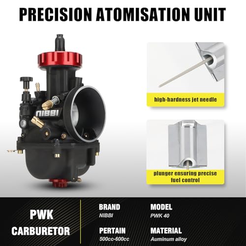 NIBBI Carburetor PWK40 fit Motorcycle Engine with 40mm Carb Jets for DirtBike MiniBike Pit Bike GY6 ATV - size: PWK40MM