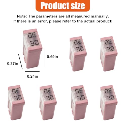 6PCS 30A 32V Mini Slotted Automotive MCASE Shaped Cartridge Fuse Kit, Micro Cartridge Fuse Assortment, Universal Low-Profile Vehicle Fuses Replacement for Car, SUV, Truck (30A) - size: 30A
