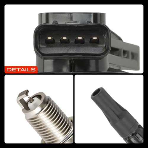A-Premium Set of 8 Ignition Coil Pack and Iridium Spark Plugs - color: Black