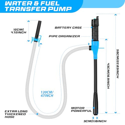 Portable Transfer Pump Battery Operated Electric Siphon Pump for Gas, Fuel, Diesel, Water Transfer 2.4 GPM Flow Oil Extractor, 47 Inches Hose-Easy to Use Hand Fuel Pump, Multi-Use Transfer Pump(Blue) - color: 1 Pack Blue
