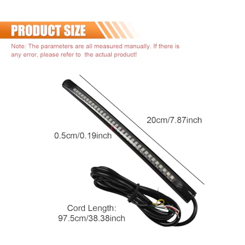 ZIMISI Universal LED Strip Tail Brake Stop Light, 8" Flexible Car LED License Plate Tail Light Bar, Waterproof Motorcycle Brake Light, Car Led Lights for Quad, Scooter, Cruiser, Off Road