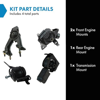TRQ Engine Motor Transmission Mount Front Rear Kit Set of 4 - style: MTA32771