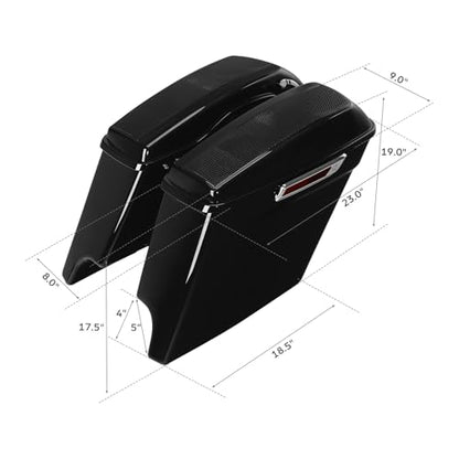 TCT-MOTORPARTS 5" Extended Hard Saddlebags 5" x 7" Speakers Cutout Fit For Harley 2014-2024 Touring Road King, Road Glide, Street Glide, Electra Glide, Ultra-Classic - color: 5" Extended Saddlebags w/5x7" Speakers Lids