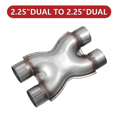 Exhaust X Pipe 2.25" Inlet, 2.25" Outlet 12" Long Stainless Steel X Pipe for Smoother Exhaust,Dual 2 1/4 Inch Crossover X Pipes Exhaust Tip - size: 2.25''X Pipe, style: X PIPE