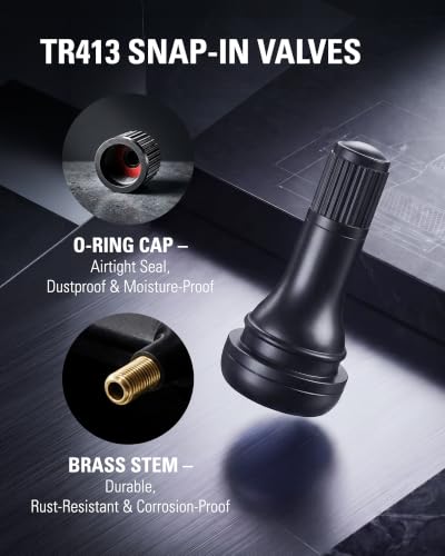 CKAuto TR413 Tubeless Rubber Snap-in Tire Valve Stems, Black, 5 Pcs/Bag - size: TR413