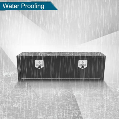 48"X12"X14" Underbody Steel Truck Box Black Heavy Duty Underbody Storage Box Waterproof Truck Tool Box Organizer w/Lock & Keys For RV,Pick up Toolbox - size: 48"x12"x14"