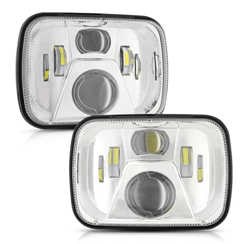 Auxbeam 8000LM 5x7 7x6 Headlights For Jeep XJ Cherokee Wrangler, Silver - color: Silver