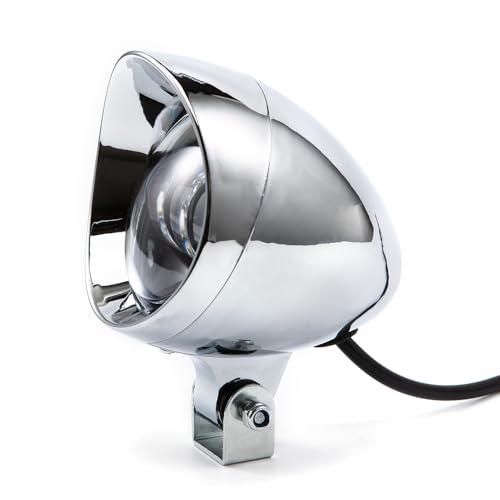 Chrome Bullet LED Motorcycle Fog Lights & Auxiliary Headlight - Dual Color DC12V for ATV, Cruisers, Scooters (style one) - style: style one