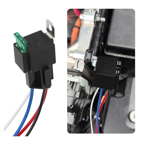 4Pin 12V Relay with 30A Fuse,SPST Normally Open Car Relay with 14 AWG Harness,Universal Automotive Relay Car Accessories for Most Cars Trucks Motorcycles