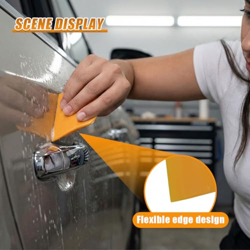 6PCS Car Body Filler Spreader, 4, 5, 6 Inch Hard Plastic Reusable Car Body Repair Spreader Tool Kit, Universal Automotive Paint Maintenance for Applying Putties, Glazes, Caulks (Yellow)