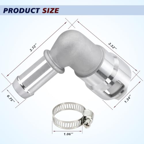 800-419HP 90 Degree Aluminum Heater Hose Connector Fits for Cadillac, Chevy and GMC vehicles - size: 800-419