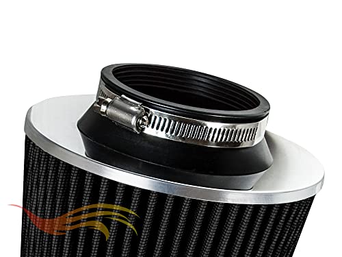 Rtunes Racing 3.25-Inch 83mm Washable Dry Clamp-On Cone Air Filter, Black - size: Universal 3.25"