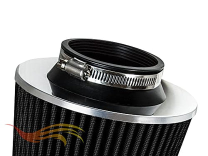 Rtunes Racing 3.25-Inch 83mm Washable Dry Clamp-On Cone Air Filter, Black - size: Universal 3.25"