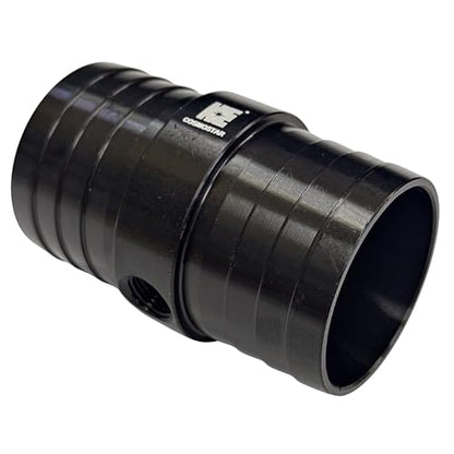 Cosmostar 1-1/2" Radiator Hose Barb Coupler Adapter with 1/8" NPT Steam Port for LS Swap – Aluminum Coolant Crossover Splice for Steam Vent Radiator Hose Fitting (Black)-NN24N02