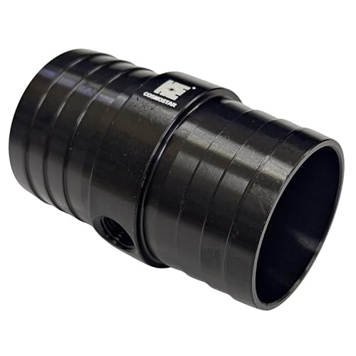 Cosmostar 1-1/2" Radiator Hose Barb Coupler Adapter with 1/8" NPT Steam Port for LS Swap – Aluminum Coolant Crossover Splice for Steam Vent Radiator Hose Fitting (Black)-NN24N02