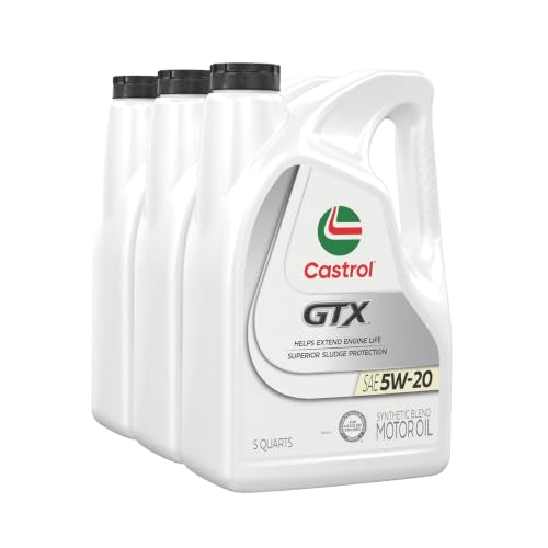 Castrol GTX 5W-20 Synthetic Blend Motor Oil, 5 Quarts, Pack of 3 - size: 5 Quarts, Pack of 3