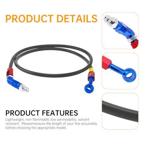 Windance 39inch/100cm 28 Degree Banjo 45 Degree Joint M10 Hydraulic Brake Oil Hose Stainless Steel Braided Brake Line for Motorcycle Scooter ATV Dirt Pit Bike (Black, 39inch/100cm) - color: Black