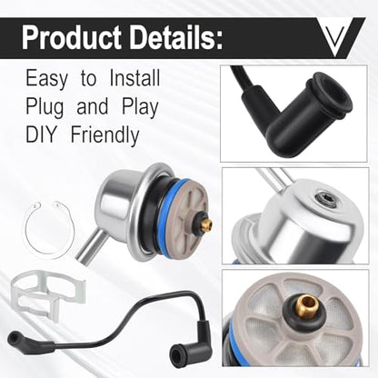 Fuel Injection Pressure Regulator w/Vacuum Line Fits for Chevy Avalanche 1500/Express 1500 2500 3500/Silverado Replaces 89060418 17113556