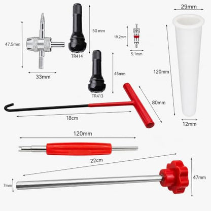 31PCS Quick Change Tire Valve Core Tool Kit,Replace Valve Stem Without Removing Tire- for Car, Truck, SUV, ATV, Motorcycle - Fits 11.3mm Rim Holes - Replace Valve Stems (TR413,TR414)