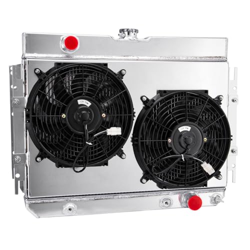 3 Row Radiator Shroud Fan For Chevy Impala Bel Air Chevelle El Camino 1963-1968 3 Rows Radiators Fans Aluminum Radiator with Fan - size: 3 Row Radiator+Shroud Fan