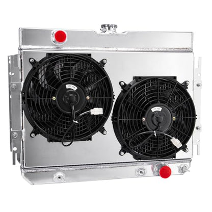 3 Row Radiator Shroud Fan For Chevy Impala Bel Air Chevelle El Camino 1963-1968 3 Rows Radiators Fans Aluminum Radiator with Fan - size: 3 Row Radiator+Shroud Fan