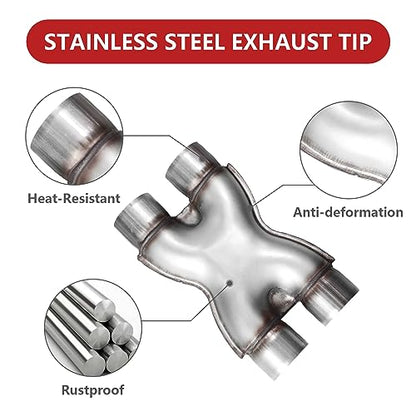 Exhaust X Pipe 2.5 Inch Inlet,Stainless Steel Universal X Pipe 2.5" Inlet 2.5" Outlet 12" Long for Smoother Exhaust Pipe,Dual 2 1/2 Inch Crossover X Pipes Exhaust Tip - size: 2.5''X Pipe, style: X PIPE