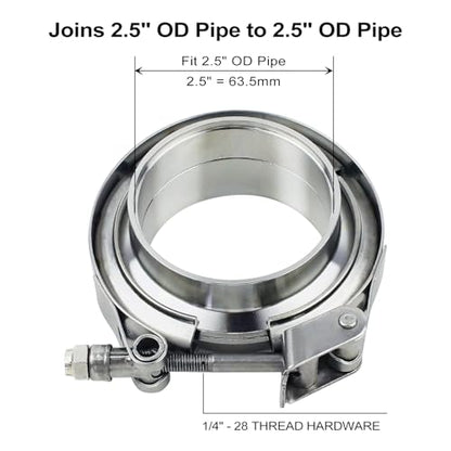 ROADFORMER 2.5 inch V Band Clamp with Flanges, Quick Release, 4 Pack - size: 2.5 inch
