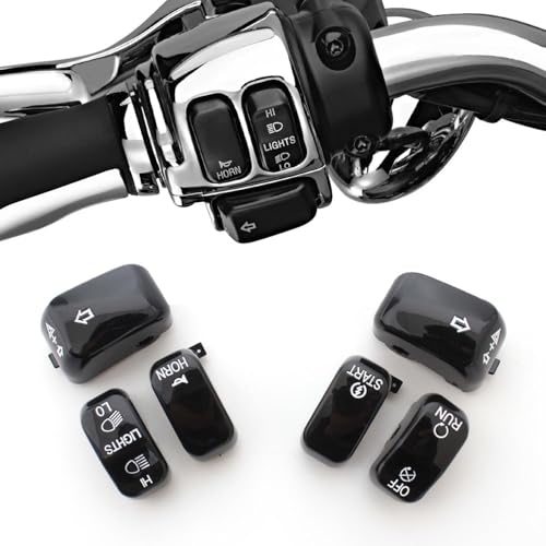 Motorcycle Hand Control Switch Button Cover Cap Kit Fit for Harley 1996-2017 VRSC Sportster,1996-2013 XL & XR,1996-2011 Dyna,1996-2010 Softail and 1998-2001 Road King Models,6pcs (Black) - color: Black