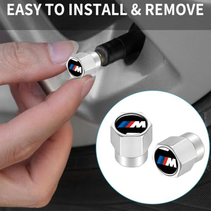 Tire Valve Stem Caps Cover for BMW M M2 M3 M4 Metal Wheel Air caps Auto Valve Stem Caps Accessories 4 Pack Silver - color: Silver-09