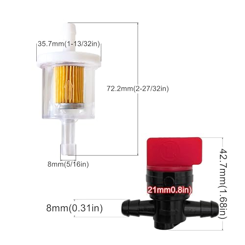 5414K 1/4" x 25" Fuel Line + Inline Fuel Filter + Fuel Shut Off Valve