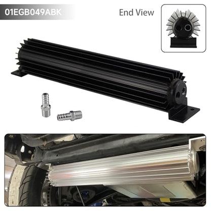 Universal 15'' Aluminum Dual Pass Finned Transmission Oil Cooler W/Fittings Black - color: Black, size: 15''