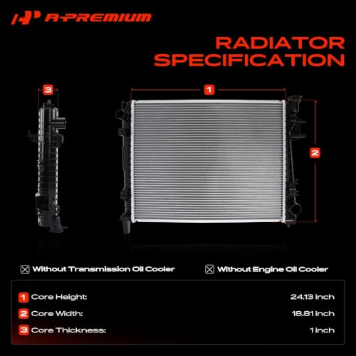 A-Premium Engine Coolant Radiator Assembly Compatible with Dodge