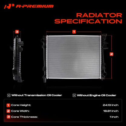 A-Premium Engine Coolant Radiator Assembly Compatible with Dodge