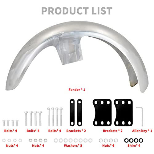 21 inch Front Fender Mudguards For 120 / R21 Tire Bagger Touring - size: For 21 inch 120 / R21 Wheel, style: Unpainted