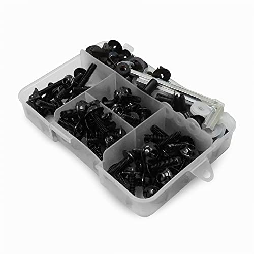 Worldmotop Fairing Bolt Kit Screws Fasteners Universal Compatible with Yamaha Honda Kawasaki Suzuki BMW,Fairing Bolt Kits Metric Bolts and Nuts Kit(Black) - color: black