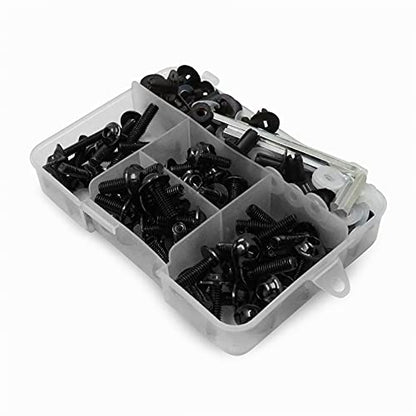 Worldmotop Fairing Bolt Kit Screws Fasteners Universal Compatible with Yamaha Honda Kawasaki Suzuki BMW,Fairing Bolt Kits Metric Bolts and Nuts Kit(Black) - color: black