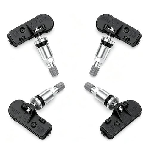 Pre-Programmed TPMS Sensor, GM 315MHz Tire Pressure Monitoring Sensor with Metal Valve Stem, Compatible with Chevy Silverado GMC Sierra Cadillac Buick Pontiac Saturn Hummer, 4 Pack