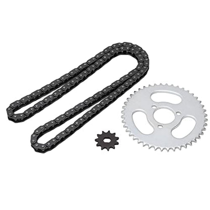 RiToEasysports T8F Front and Rear Sprocket Chain,Steel Motor Chain Sprocket Set for Modified Karts Atvs and Mini Motorcycles Electric Bicycle Modification Accessories