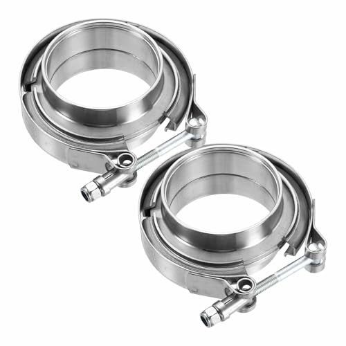 HARFINGTON V Band Clamp with Flange, 304 Stainless Steel, 2.5 Inch, Silver - size: 2.5 Inch