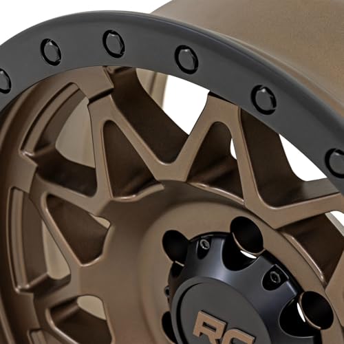 Rough Country 78 Series Aluminum Wheel - 17x8.5, 5x4.5 Bolt Pattern, +0mm Offset, Simulated Beadlock Design Bronze Wheel with Black Lip