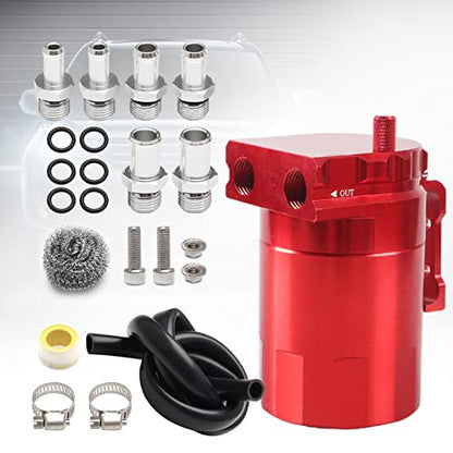 Thick Shell Baffled Oil Catch Can Coolant Fuel Catch Can Reservoir Kit - Red - color: Red