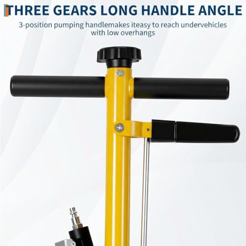 GarveeTech 35 Ton Air Hydraulic Floor Jack for Heavy Duty Trucks & Tractors – Low Profile (10"-21.19"), 4 Adapters, 46" Adjustable Handle – 77,000 lbs Capacity - color: 35 Ton Yellow