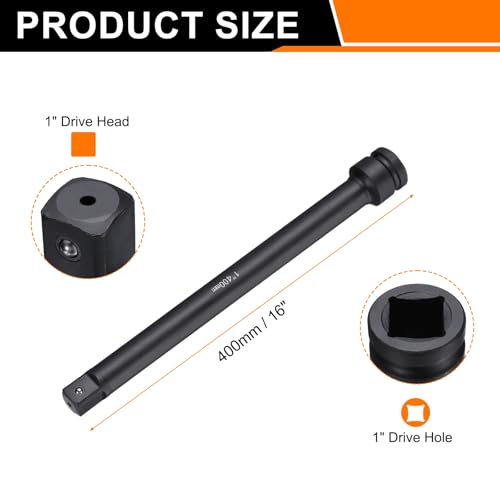 HARFINGTON Socket Extension Bar 1" Drive 16" Long CR-V Steel - size: 1" Square Drive 16" Long