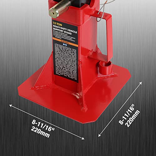 Torin ATZ120005B Heavy Duty Pin Style Adjustable Height Automotive Jack Stands, 12 Ton (26,400 lb) Capacity, Red, 1 Pair - size: 12 Ton, style: Normal