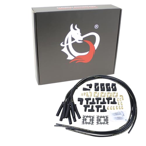 Dragon Fire 8.5mm True Universal Kit 500 Ohm ft. 180 High Performance Spark Plug Wire Set For All Chevy Dodge Ford Small Block Big Block V8 SBC BBC SBF BBF HEMI Female Socket Points Male HEI PWJ217