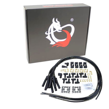 Dragon Fire 8.5mm True Universal Kit 500 Ohm ft. 180 High Performance Spark Plug Wire Set For All Chevy Dodge Ford Small Block Big Block V8 SBC BBC SBF BBF HEMI Female Socket Points Male HEI PWJ217