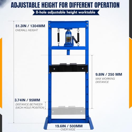 12T Hydraulic Press, Heavy-Duty h-Frame Garage Floor Hydraulic Shop Press - color: Blue
