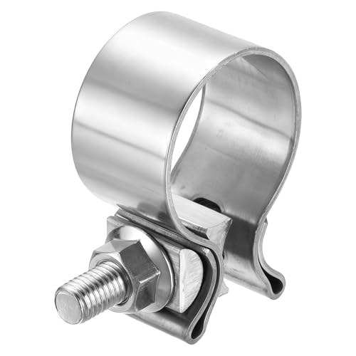HARFINGTON 410 Stainless Steel Exhaust Clamp 1.69" Butt Joint Narrow Band Muffler Seal Exhaust Narrow Lap Butt Clamps for Pipes Mufflers Converters System Repair, Silver - size: Range 43-50 mm, Band Width 29mm